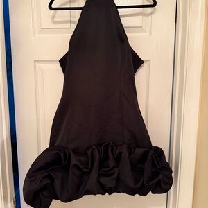 Sienna Satin High Neck Mini Dress - Black